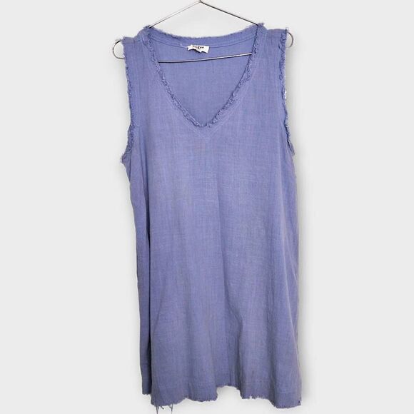 Umgee Womens Dress Sz Medium Blue Chambray Raw Edges Pockets Cottagecore Casual - Picture 13 of 14